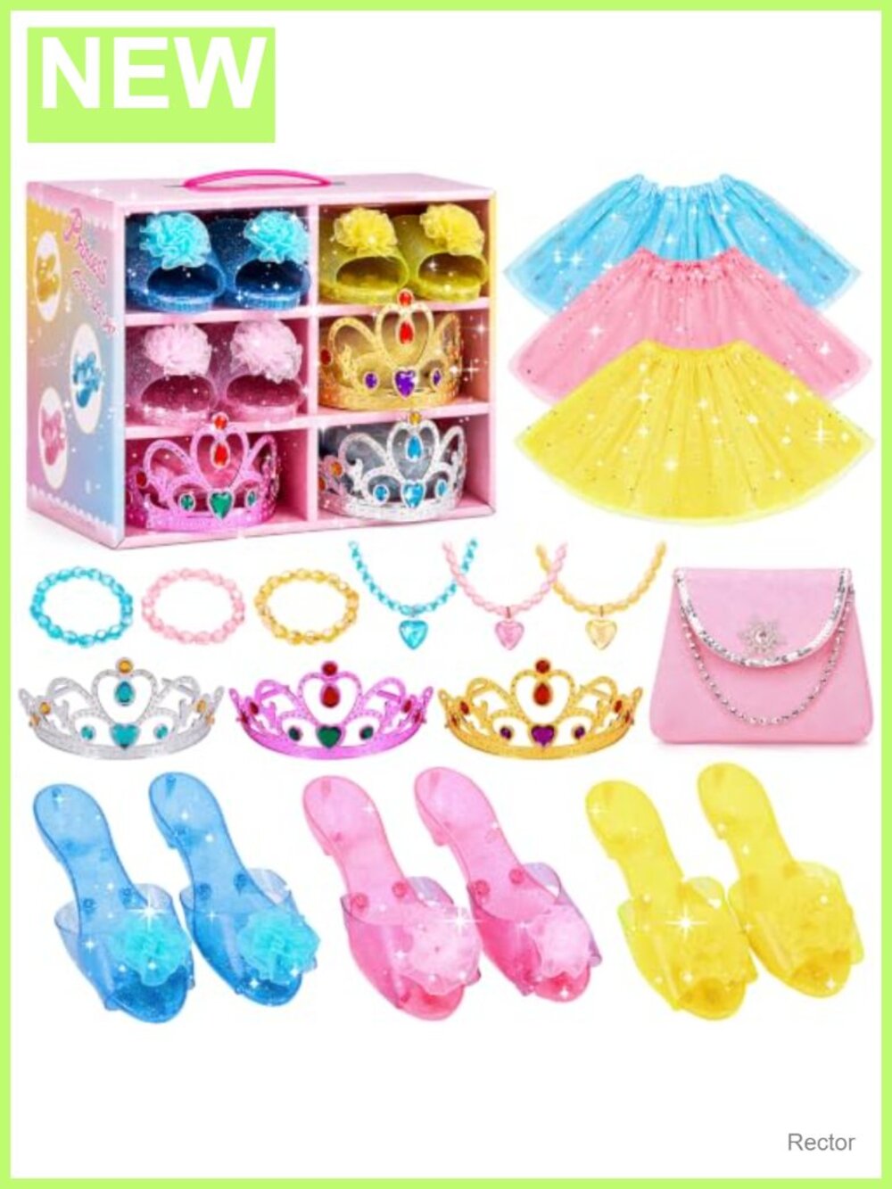 Princess Dress Up Set Girls 3-6 with Heels Skirts Trunk